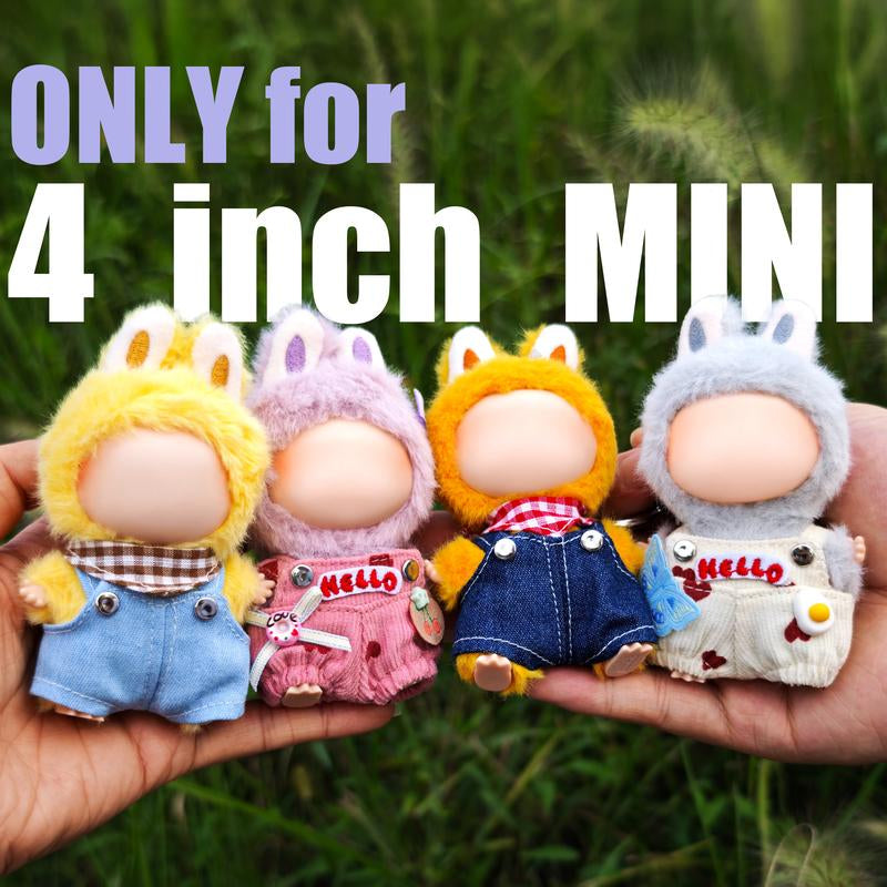 Picomonster 4 Inch Mini Plush Keychain Clothes Cute Overalls & Bib Outfits Small Plush Figure Accessories No Doll Fashion Piece Fashionable Collectible Style