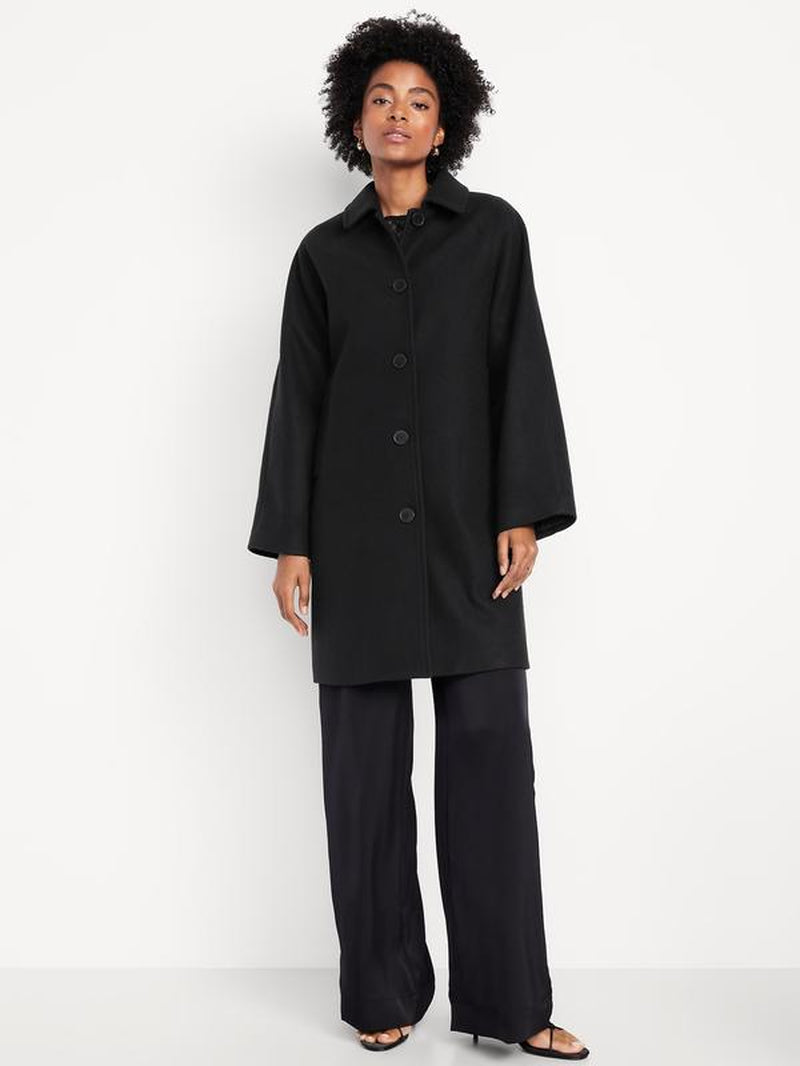 Old Navy Women'S Relaxed Button-Front Mac Coat