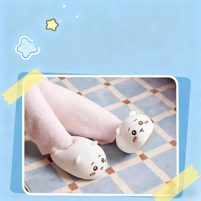 [Autumn New Arrivals]Chiikawa Women’S Slippers – 2025 New Winter & Fall Plush Cotton House Shoes, Cute Usagi & Shiba Inu Design, Warm Non-Slip Indoor Cozy Footwear