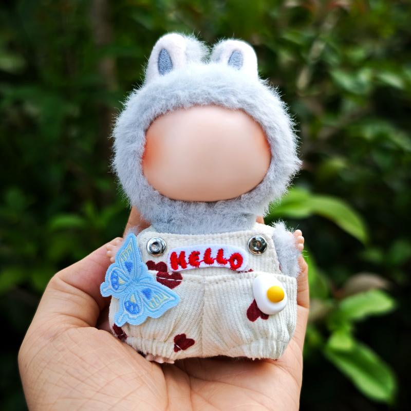 Picomonster 4 Inch Mini Plush Keychain Clothes Cute Overalls & Bib Outfits Small Plush Figure Accessories No Doll Fashion Piece Fashionable Collectible Style