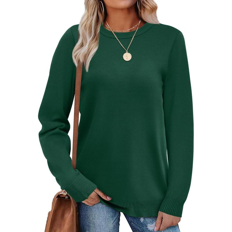 OFEEFAN Women'S Lightweight Pullover Sweater Long Sleeve Crew Neck Casual Fall Outfits 2025 Fitted Medium Length Graphic Striped