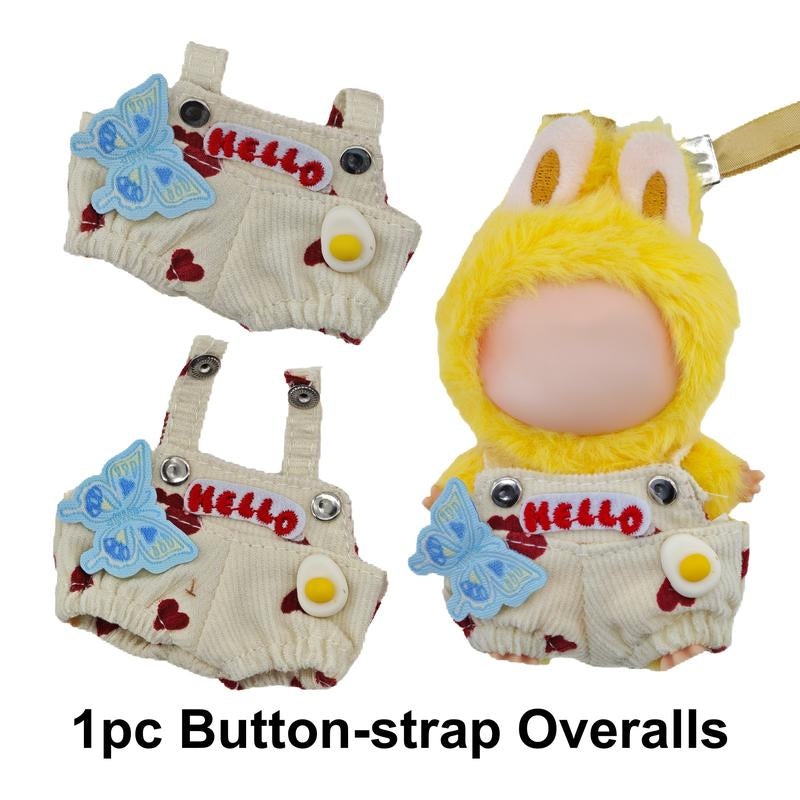 Picomonster 4 Inch Mini Plush Keychain Clothes Cute Overalls & Bib Outfits Small Plush Figure Accessories No Doll Fashion Piece Fashionable Collectible Style