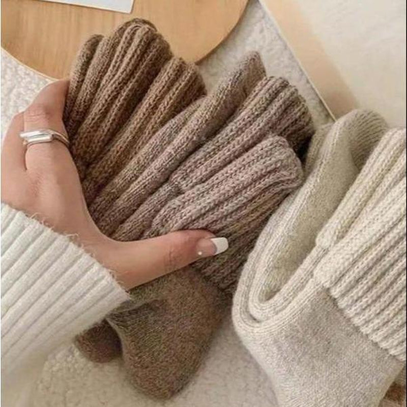 Women'S Casual Soft Comfy Warm Socks for Fall & Winter Solid Mid-Calf Socks for Daily Wear 5 Pairs Pack Machine Washable Polyester Knitting Basic Minimalist Outfit