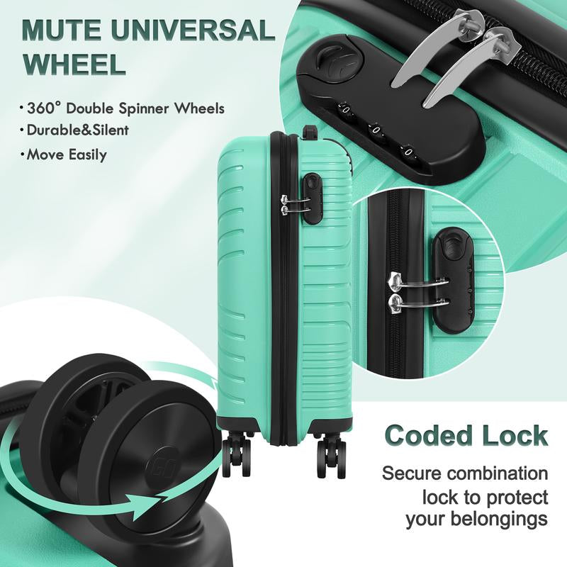 2-Piece Set Travel Luggage (14+20), Trolley Case, Boarding Suitcase, Hard-Shell Handbag with Wheels and TSA Lock, Gift for Women - for Girlfriends or Mothers