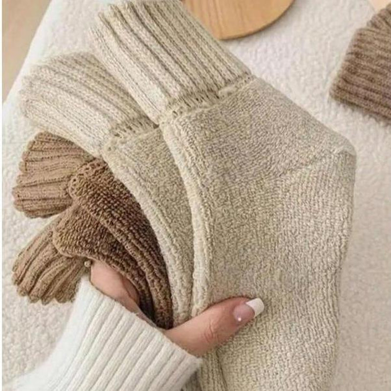 Women'S Casual Soft Comfy Warm Socks for Fall & Winter Solid Mid-Calf Socks for Daily Wear 5 Pairs Pack Machine Washable Polyester Knitting Basic Minimalist Outfit