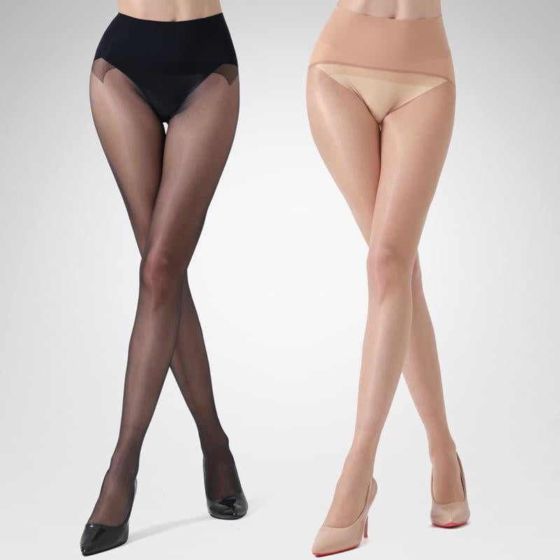 Wiliw 2 Pairs 10D Ultra Sheer Control Top Pantyhose for Women with Reinforced Toes Tiktokshopblackfriday