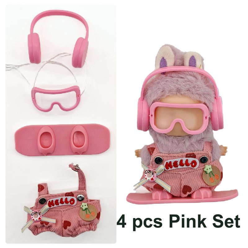 Picomonster 4 Inch Mini Plush Keychain Clothes Cute Overalls & Bib Outfits Small Plush Figure Accessories No Doll Fashion Piece Fashionable Collectible Style