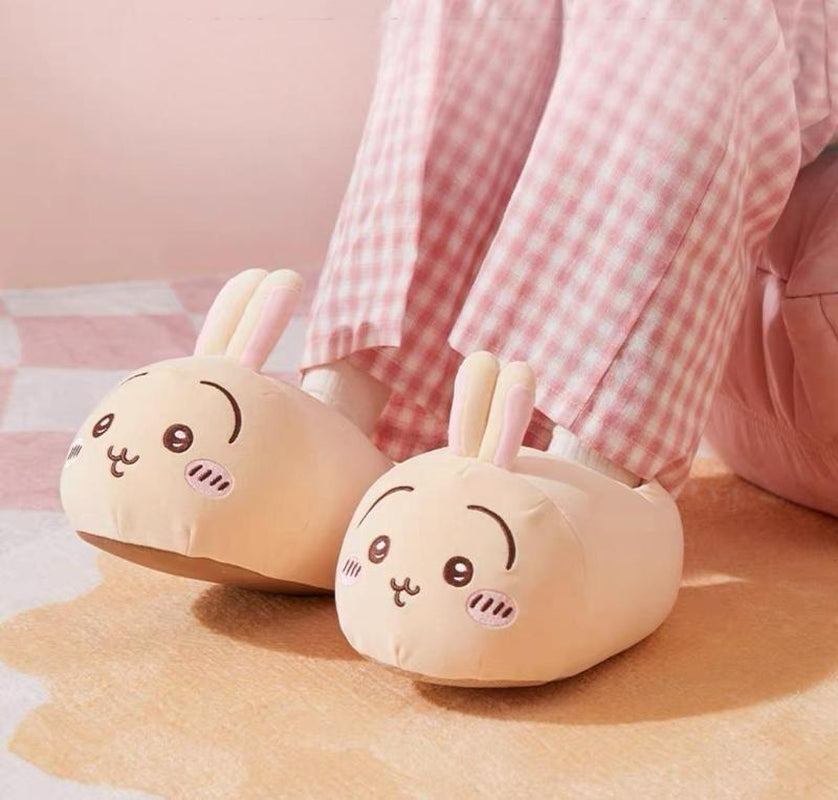 [Autumn New Arrivals]Chiikawa Women’S Slippers – 2025 New Winter & Fall Plush Cotton House Shoes, Cute Usagi & Shiba Inu Design, Warm Non-Slip Indoor Cozy Footwear