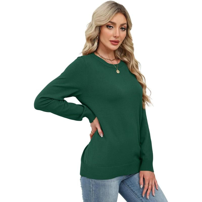 OFEEFAN Women'S Lightweight Pullover Sweater Long Sleeve Crew Neck Casual Fall Outfits 2025 Fitted Medium Length Graphic Striped