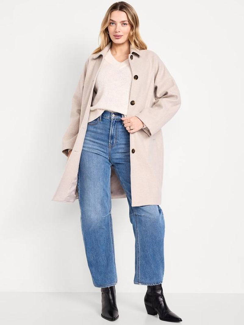 Old Navy Women'S Relaxed Button-Front Mac Coat