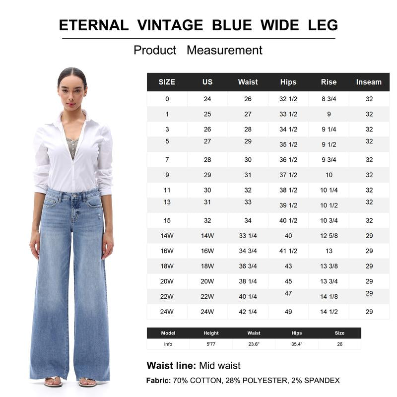 ONESO Mid-Rise High Stretchy Loose Baggy Wide Leg Jeans Tummy Control BBL Raw Hem Denim Pants Womenswear Bottom Comfortable Denim
